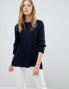 Qed London Ribbed Sweater-navy