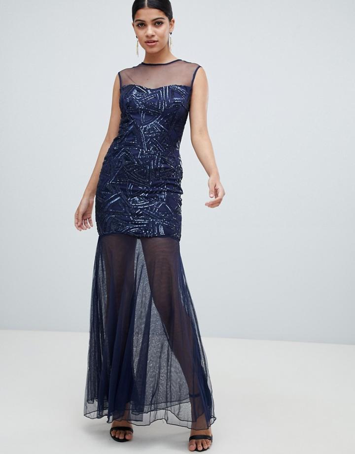 Ax Paris Embellished Maxi Dress - Navy