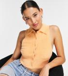 Collusion Mixed Knit Tank In Peach-orange