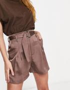 Unique21 High Waisted Belted Shorts-pink