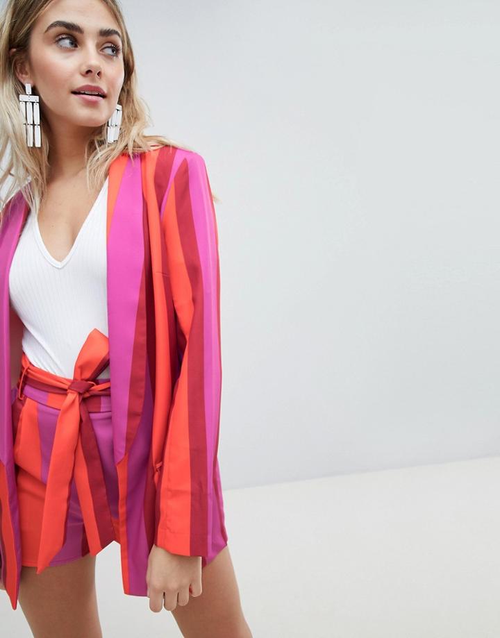 Missguided Bold Stripe Blazer - Pink