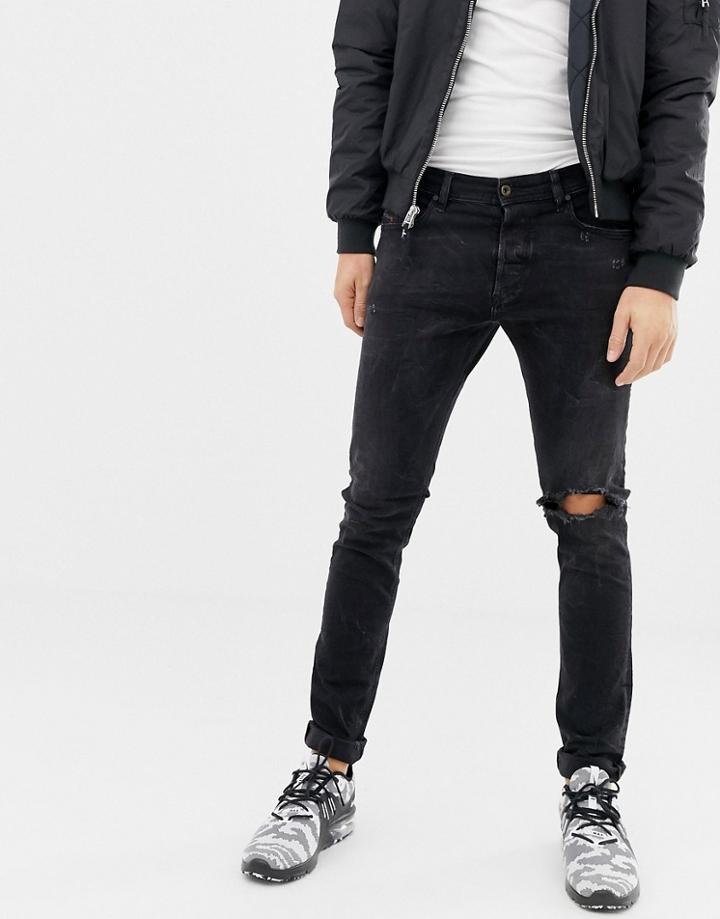 Diesel Tepphar Skinny Fit Jeans In 087at Dark Wash - Blue