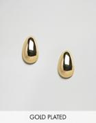 Asos Design Gold Plated Fluid Ovoid Shape Earrings - Gold