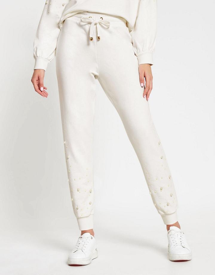 River Island Pearl Co-ord Sweatpants In White
