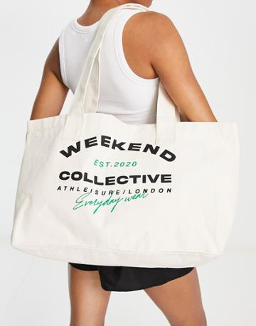Asos Weekend Collective Everyday Wear Tote In Natural-neutral