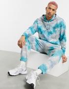Asos Design Oversized Sweatpants In Blue And Gray Tie Dye With San Francisco Embroidery - Part Of A Set-multi