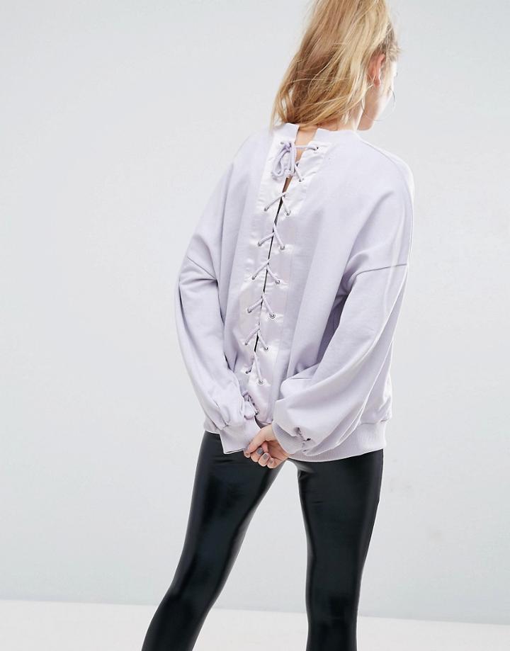 Asos Sweat With Corset Detail - Purple