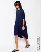 Asos Tall The Oversized T-shirt Dress With Curved Hem - Navy
