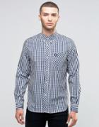 Fred Perry Laurel Wreath Shirt Gingham Check Buttondown In Slim Fit - Navy