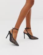 Asos Design Permission Pointed High Heels With Studs In Black