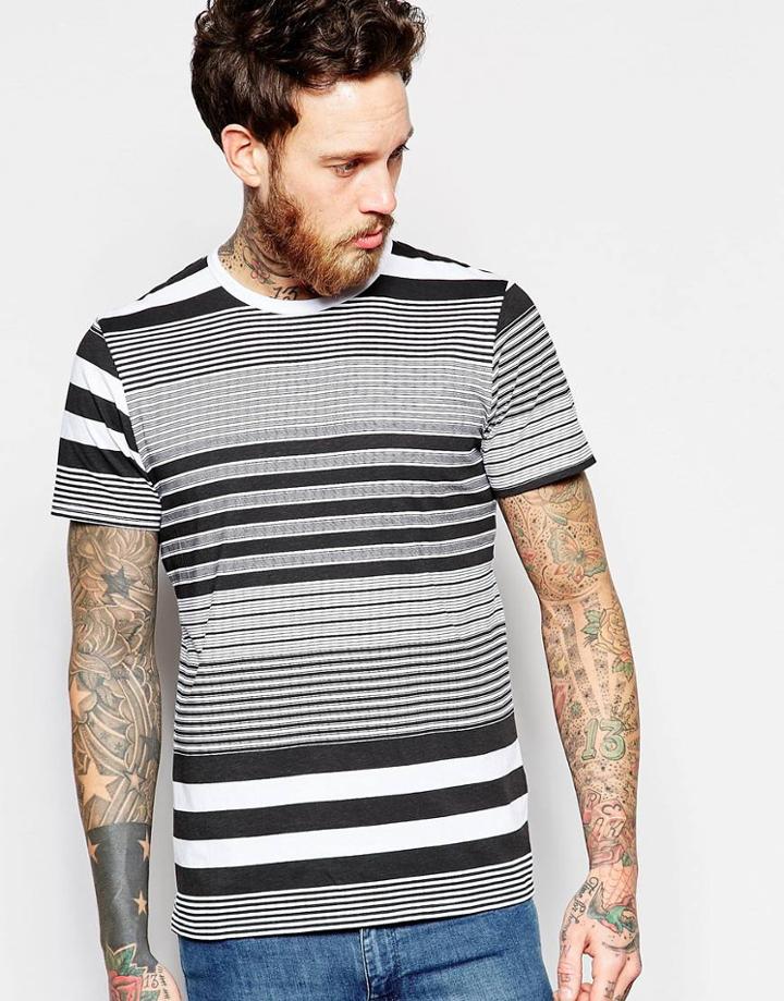 Edwin T-shirt Mixed Stripes In Black - Black Stripes