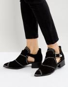 Missguided Cut Out Studded Ankle Boots - Black