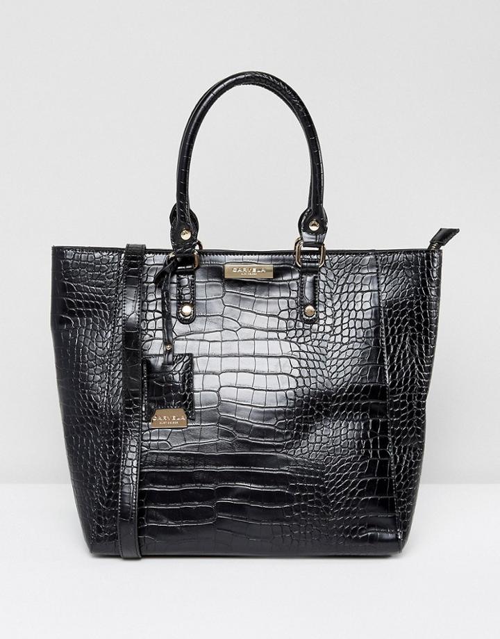 Carvela Arlette Croc Tote Bag - Black