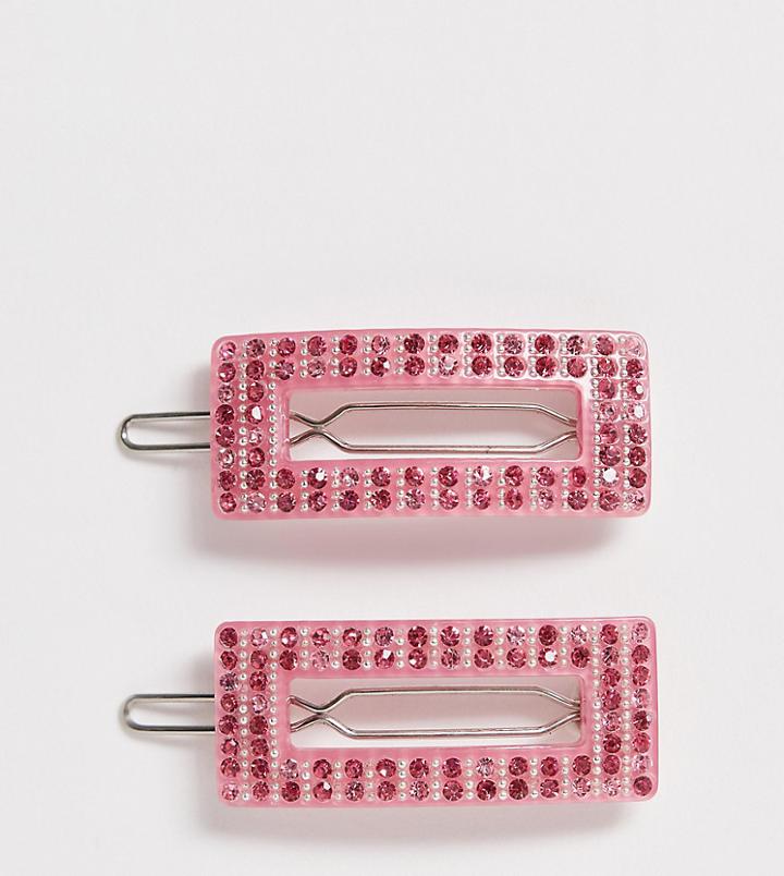 Glamorous Exclusive Cut Out Rhinestone Embellished Hair Clip-pink