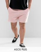 Asos Plus Shorts In Pink Velour - Pink