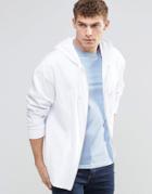 Asos Overszied Zip Up Hoodie With Fixed Hem In White - White