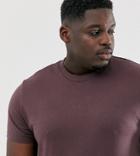 Asos Design Plus Organic T-shirt With Crew Neck In Dark Purple-red