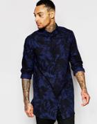 Asos Super Longline Shirt With Paint Print And Long Sleeves