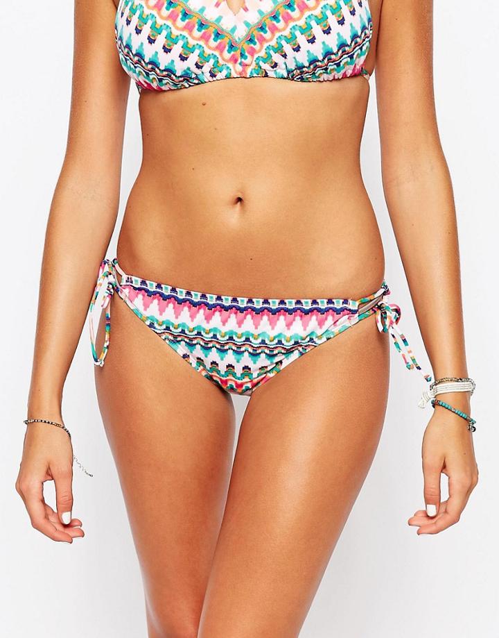 Bikini Lab Ikat Print Ring Detail Bikini Bottom - Multi