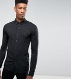 Asos Tall Skinny Viscose Shirt In Black - Black