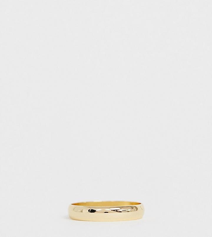 Asos Design Curve Minimal Ring In Gold Tone