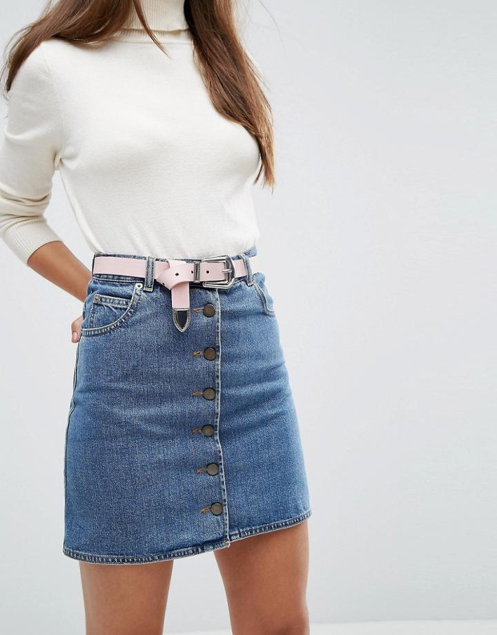 Asos Pink Clean Western Waist And Hip Belt - Pink
