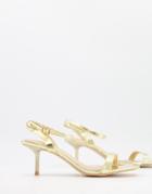 Glamorous Heeled Sandals With Ankle Strap In Gold