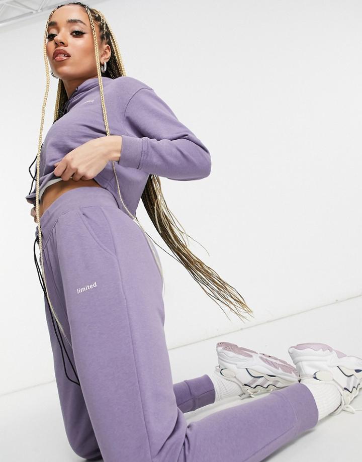 Night Addict High Waisted Tracksuit Set Sweatpants In Dusty Purple