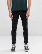 !solid Jeans In Skinny Fit Black Denim With Stretch - Black