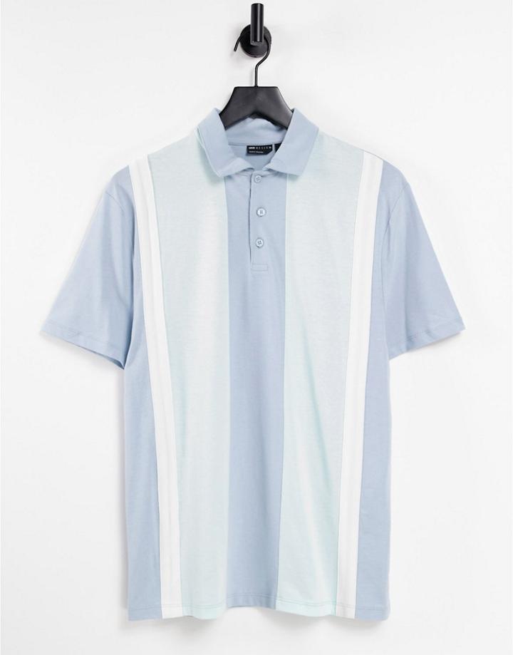 Asos Design Polo T-shirt In Blue Color Block-blues