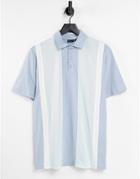 Asos Design Polo T-shirt In Blue Color Block-blues