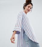 Monki Striped Blouse With Pocket - Multi