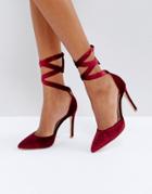 Truffle Collection Tie Ankle 2 Part Point High Heels - Red