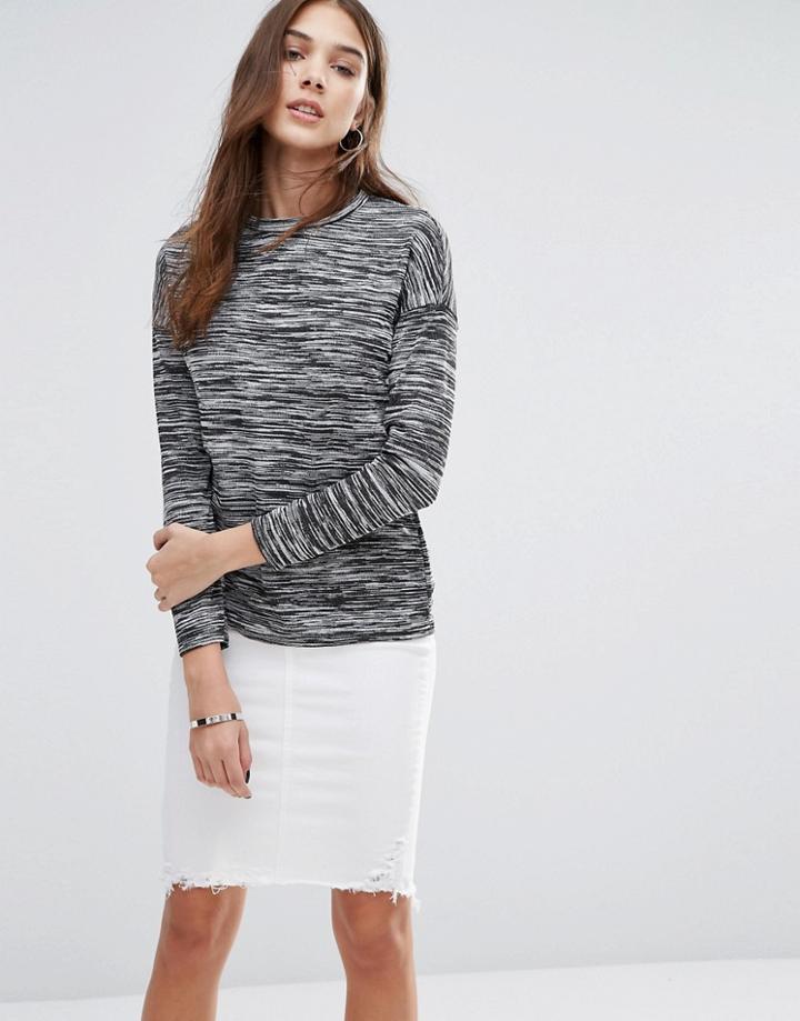Daisy Street Marl Long Sleeve Top - Gray