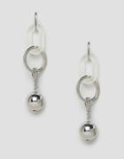 Asod Design Earrings With Frosted Resin Link And Metal Ball In Silver - Silver