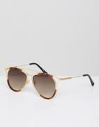 Jeepers Peepers Aviator Sunglasses In Gold/tort - Gold