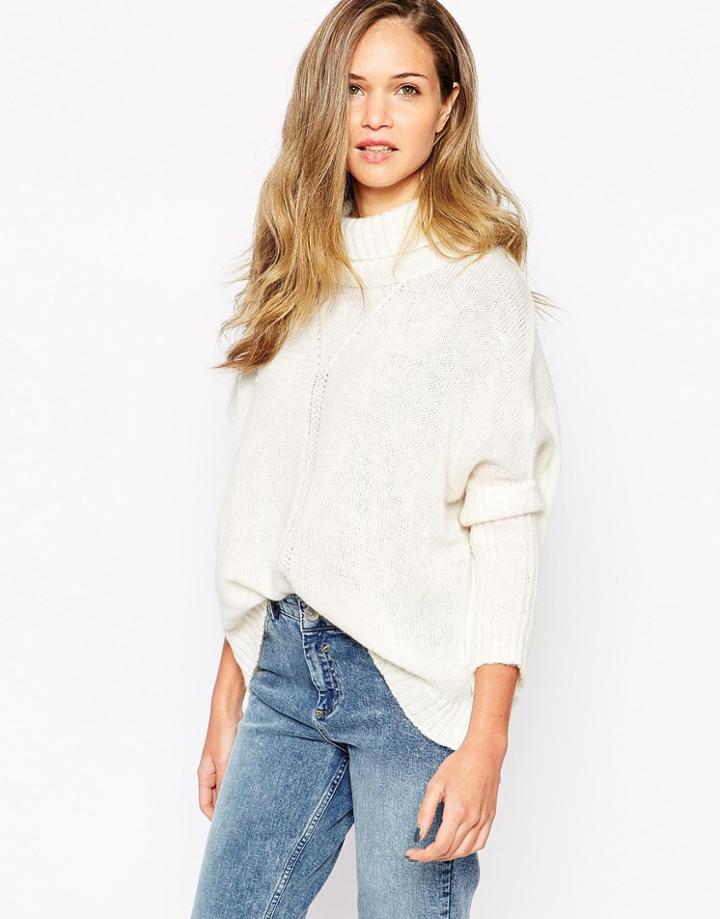 Vila High Neck Chunky Sweater - Pristine