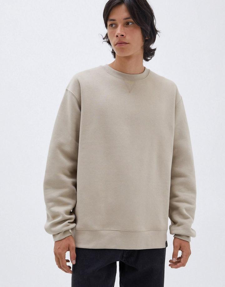 Pull & Bear Join Life Sweatshirt In Beige-neutral