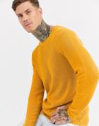 Bershka Crew Neck Knitted Sweater In Mustard - Yellow