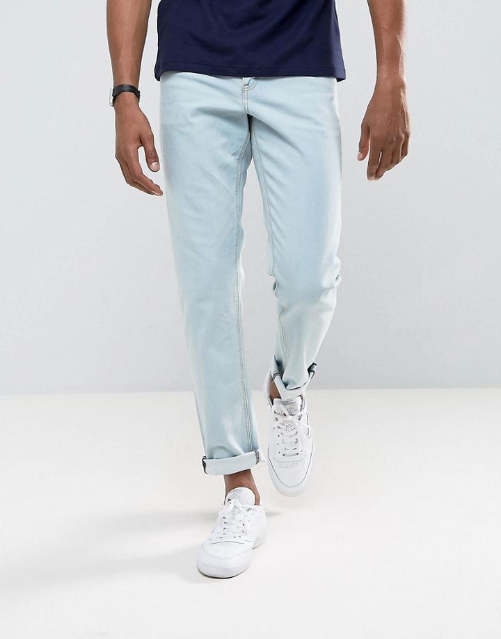 Asos Stretch Slim Jeans In Bleach Blue - Blue