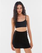 Bershka Recycled Cotton Exposed Seam Mini Skirt In Black