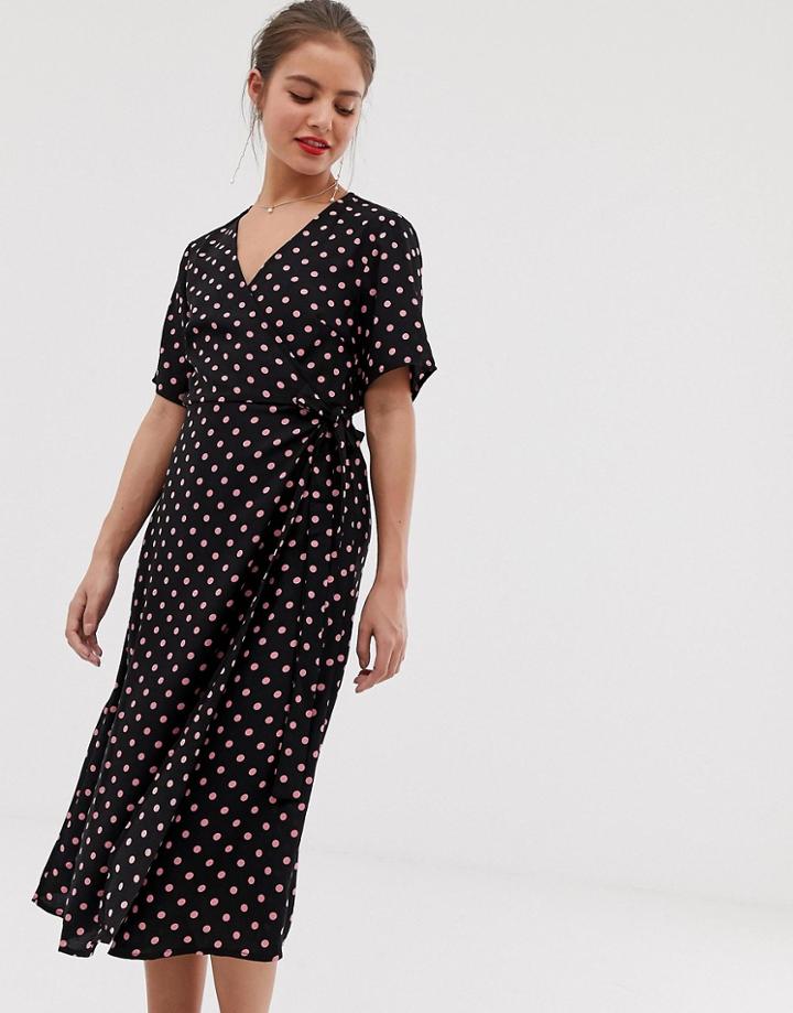 Vila Polka Dot Wrap Dress-multi