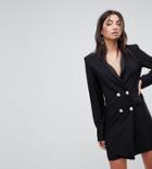 Asos Tall Ultimate Mini Tux Dress With Buttons - Black