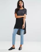 Vero Moda Juca Contrast Fabric Long Tunic Top - Gray