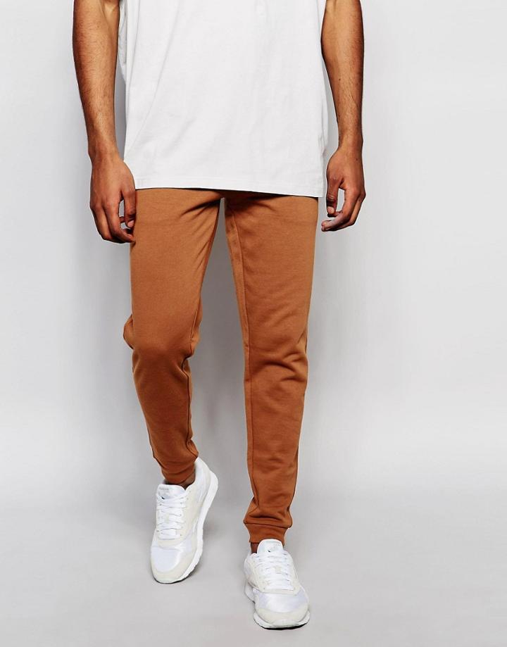 Asos Super Skinny Joggers In Chesnut - Chestnut
