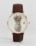 Asos Watch With Pineapple Print Face - Black