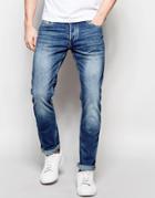Jack & Jones Classic Wash Jeans In Slim Fit - Mid Blue
