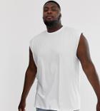 Asos Design Plus Oversized Longline Sleeveless T-shirt In White