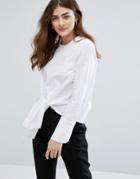 New Look Side Tie Collarless Shirt - White