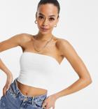 Asos Design Tall Ultimate Bandeau Crop Top In Organic Cotton In White